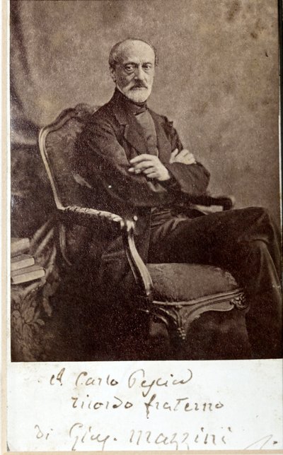 Ritratto di Giuseppe Mazzini, con autografo da Unknown photographer