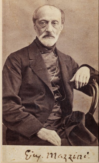 Ritratto di Giuseppe Mazzini, con autografo da Unknown photographer