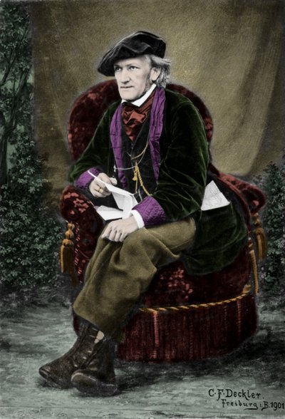 Ritratto del compositore Richard Wagner (1813-1883) nella Villa Tribschen a Lucerna, Svizzera. da Unknown photographer