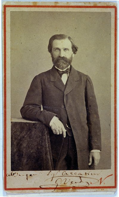Ritratto del compositore Giuseppe Verdi. Anni 1840. Fotografia con autografo da Unknown photographer
