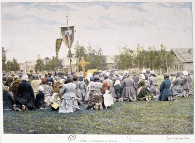 Processione nel villaggio (Russia) - fotografia, fine XIX secolo da Unknown photographer