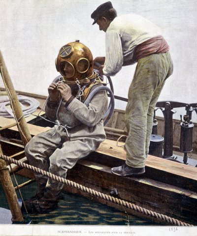 Scafandro: preparativi per la discesa da Unknown photographer