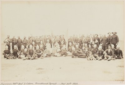 Sopravvissuti del 94° Reggimento e Colori, Bronkhurst Spruit. - 20 dicembre 1880, Pretoria, Guerra del Transvaal (1880-1881), 5 aprile 1881 da Unknown photographer