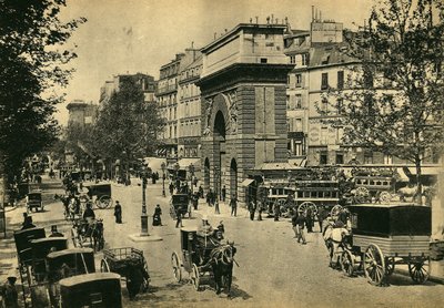 Veduta di Porte Saint Denis, a Parigi. Fotografia, fine XIX secolo, Parigi. Coll. Selva da Unknown photographer