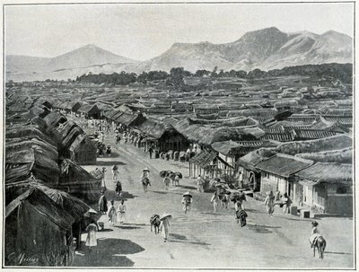 Veduta della strada principale di Seoul, capitale della Corea nel XIX secolo da Unknown photographer