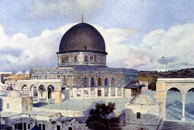 Veduta della Moschea di Omar a Gerusalemme. Autochrome da Unknown photographer