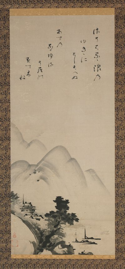 Rotolo appeso che raffigura un paesaggio, periodo Edo, XVII secolo da Unkoku Toeki