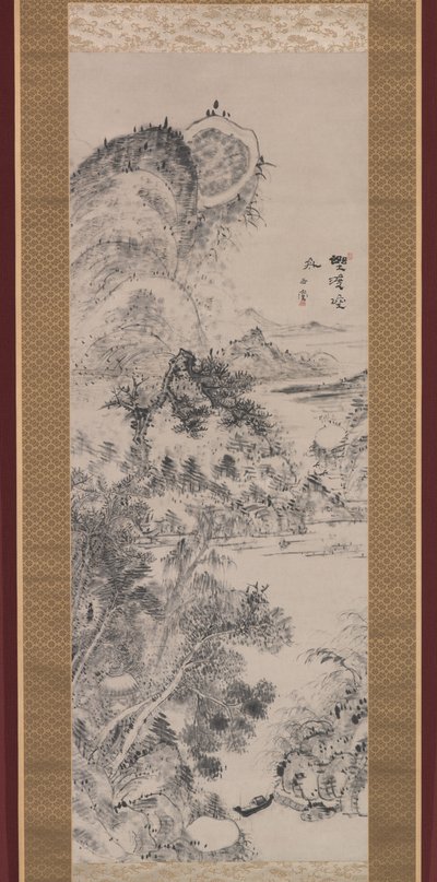 Traghetto vuoto a un attraversamento selvaggio, c.1800 da Uragami Gyokudo