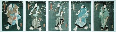 Cinque personaggi di una commedia di Toyokuni (Pentatych) da Utagawa Kunisada