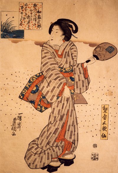 Donna con un ventaglio rigido da Utagawa Kunisada