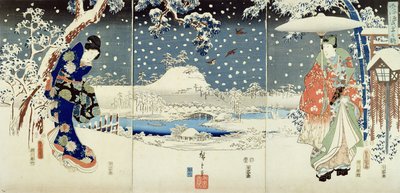 Scena di neve nel giardino di un Daimyo da Utagawa  Hiroshige and Kunisada