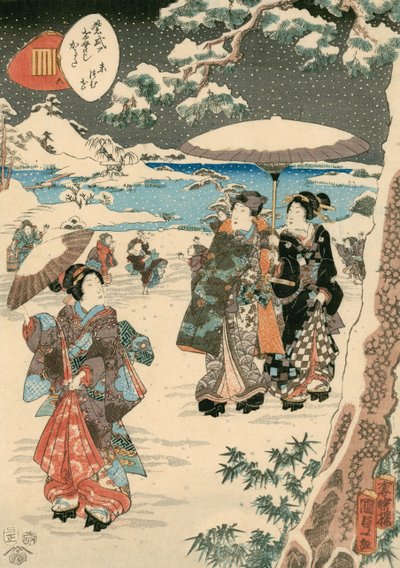 Figure con parasoli nella neve (Una scena dal racconto di Genji) da Utagawa (1786 1865) Kunisada
