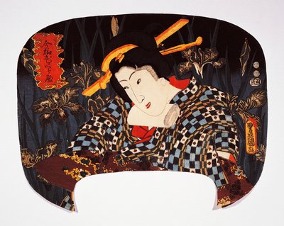 Ritratto di cortigiana con iris sullo sfondo da Utagawa Kunisada