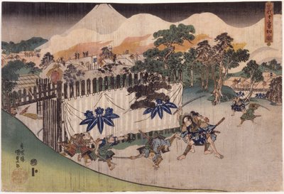 I fratelli Soga che abbattono dieci [retainers di Kud? Suketsune] da Utagawa (1786 1865) Kunisada