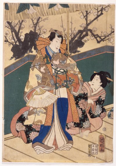 Colori di primavera: Danza del leone in una villa (Shunshoku Yakata No Shishi-Mai) da Utagawa (1835 1888) Kuniaki