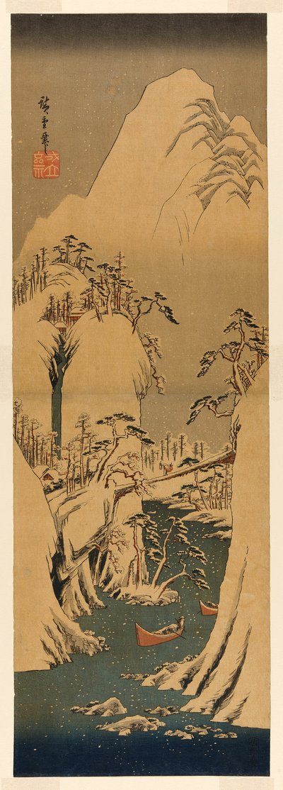 Una gola innevata sul fiume Fuji da Utagawa Hiroshige