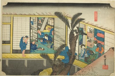 Akasaka: Cameriere in una locanda, dalla serie "Le cinquantatré stazioni del Tokaido" da Utagawa Hiroshige