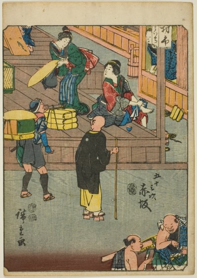 Akasaka, dalla serie "Le cinquantatré stazioni del Tokaido", noto anche come il Tokaido delle figure da Utagawa Hiroshige