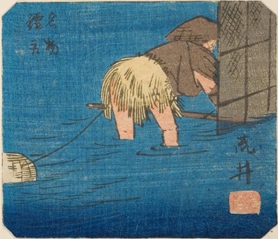 Arai, sezione del foglio n. 8 dalla serie "Ritagli delle cinquantatré stazioni" da Utagawa Hiroshige
