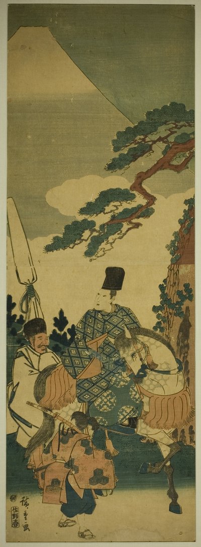 Ariwara no Narihira che Passa il Monte Fuji nel Suo Viaggio verso l