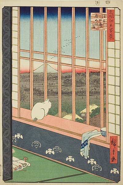 Le risaie di Asakusa e la festa di Torinomachi (Asakusa tanbo Torinomachi mode), n. 101 della serie "Cento vedute famose di Edo (Meisho Edo hyakkei)". da Utagawa Hiroshige