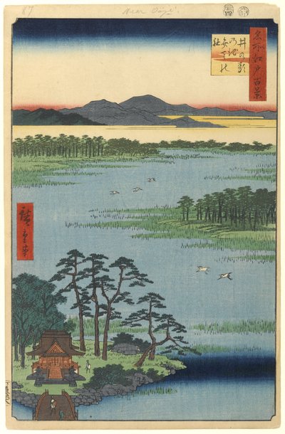 Santuario Benten, stagno Inokashira, n. 87 da Cento famosi vedute di Edo, 1856 da Utagawa Hiroshige