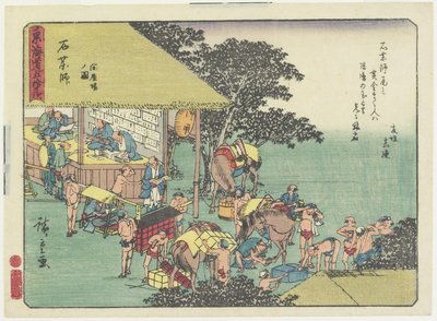 Cambio di cavalli alla stazione di Ishiyakushi da Utagawa Hiroshige