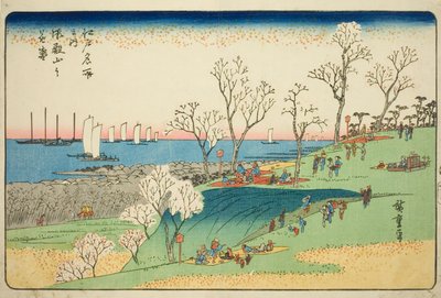 Fiori di ciliegio in piena fioritura a Goten Hill, dalla serie "Luoghi famosi di Edo" da Utagawa Hiroshige