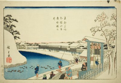Pozzo dei Ciliegi sul Fossato di Benkei fuori Sakurada (Soto Sakurada Benkeibori sakura no i), dalla serie "Luoghi Famosi della Capitale Orientale (Toto meisho)" da Utagawa Hiroshige