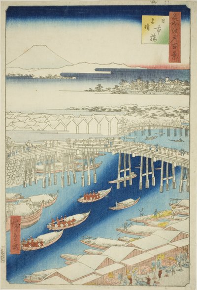 Bel tempo dopo la neve al ponte Nihon, dalla serie "Cento famose vedute di Edo" da Utagawa Hiroshige