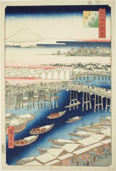 Bel tempo dopo la neve al ponte Nihon, dalla serie "Cento vedute famose di Edo" da Utagawa Hiroshige