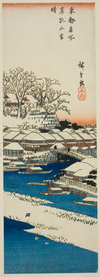 Bel tempo dopo la neve sulla collina di Matsuchi (Matsuchiyama no yukibare), dalla serie "Vedute famose della capitale orientale (Toto meisho)" da Utagawa Hiroshige