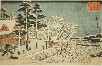 Bel tempo dopo la nevicata nei pressi del santuario Kanda Myojin (Kanda Myojin keidai yukibare no zu), dalla serie "Luoghi famosi della capitale orientale (Toto meisho)" da Utagawa Hiroshige