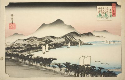 Tempo sereno ad Awazu (Awazu seiran), dalla serie "Otto vedute di Omi (Omi hakkei no uchi)" da Utagawa Hiroshige