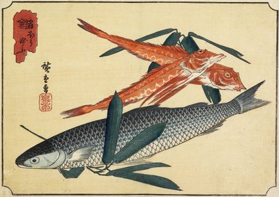 Merluzzo e Gallinella, inizio XIX secolo da Utagawa Hiroshige