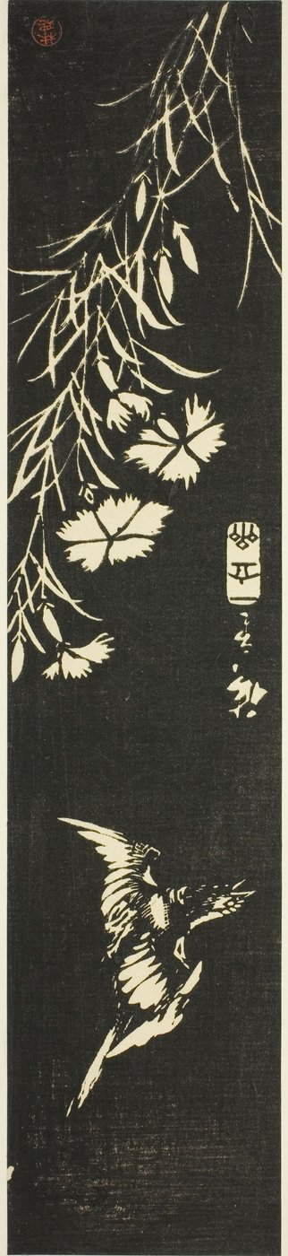 Cuculo e garofani da Utagawa Hiroshige