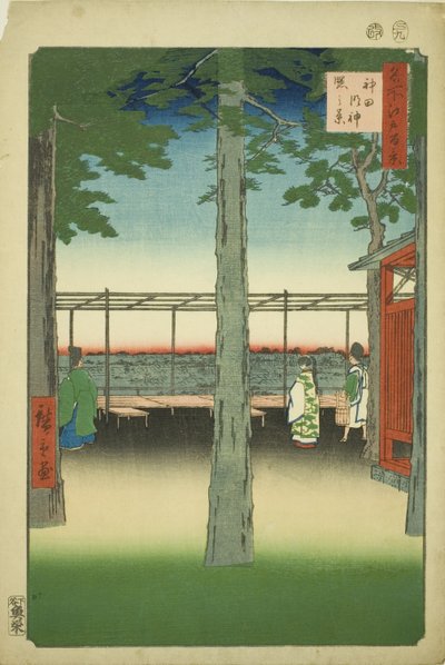Alba al Santuario Kanda Myojin (Kanda Myojin akebono no kei), dalla serie "Cento vedute famose di Edo (Meisho Edo hyakkei)" da Utagawa Hiroshige