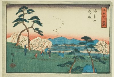 Oche in discesa alla Collina di Asuka (Asukayama rakugan), dalla serie "Dodici vedute di Edo (Edo juni kei)" da Utagawa Hiroshige