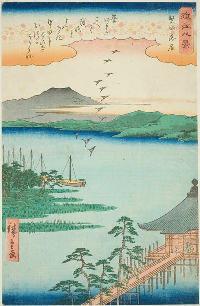 Oche in discesa a Katada (Katada rakugan), dalla serie "Otto Vedute di Omi (Omi hakkei)" da Utagawa Hiroshige