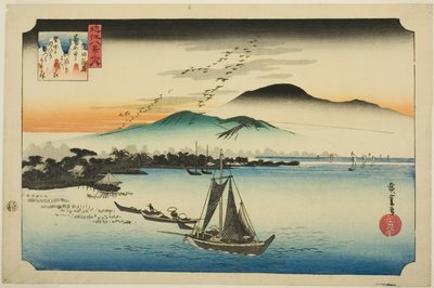 Oche discendenti a Katada (Katada rakugan), dalla serie "Otto vedute di Omi (Omi hakkei no uchi)" da Utagawa Hiroshige