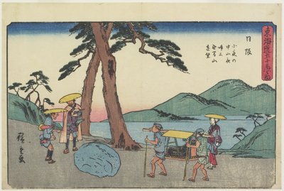 Vista distante del Monte Mugen e della Pietra Piangente Notturna al Passo di Sayo, 1841-1842 da Utagawa Hiroshige