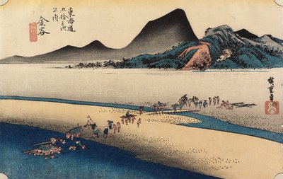 Banca lontana del fiume O_i, Kanaya, c. 1833 da Utagawa Hiroshige