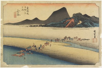 Banca lontana del fiume O_i, Kanaya, c. 1833 da Utagawa Hiroshige