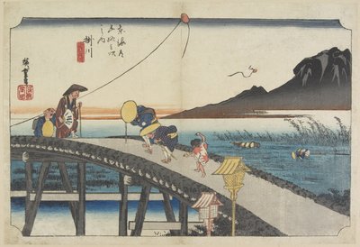 Vista lontana del monte Akiba, Kakegawa, c. 1833 da Utagawa Hiroshige
