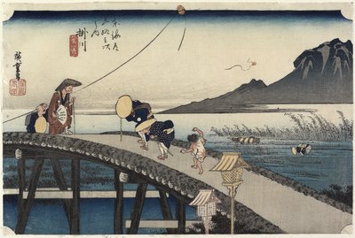 Vista Distante del Monte Akiba, Kakegawa da Utagawa Hiroshige