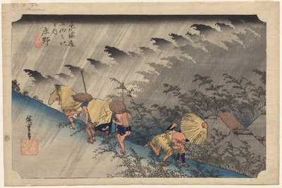 Pioggia battente a Shono (Stazione 46) dalla serie Cinquantatré stazioni del Tokaido da Utagawa Hiroshige