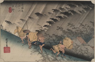 Pioggia battente a Shono, dalla serie Cinquantatré stazioni del Tokaido da Utagawa Hiroshige