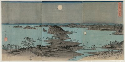 Otto vedute di Kanazawa di notte da Utagawa Hiroshige