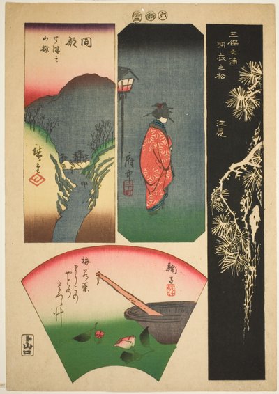 Ejiri, Fuchu, Mariko e Okabe, n. 6 dalla serie "Immagini delle Cinquantatré Stazioni del Tokaido (Tokaido gojusan tsugi zue)" da Utagawa Hiroshige