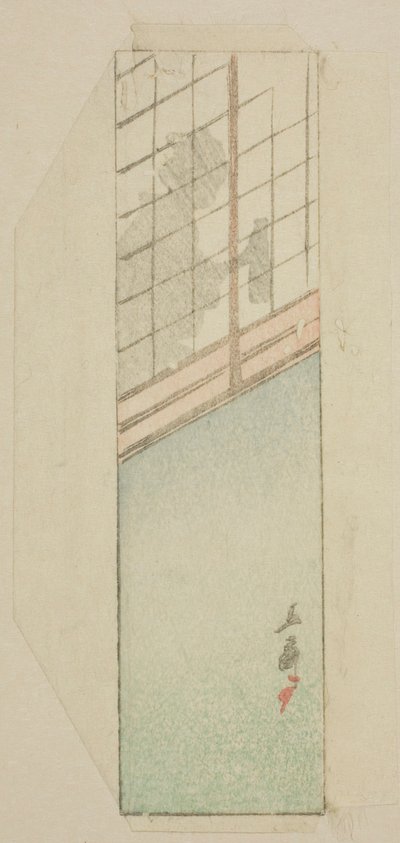 Busta di donna dietro schermi scorrevoli da Utagawa Hiroshige